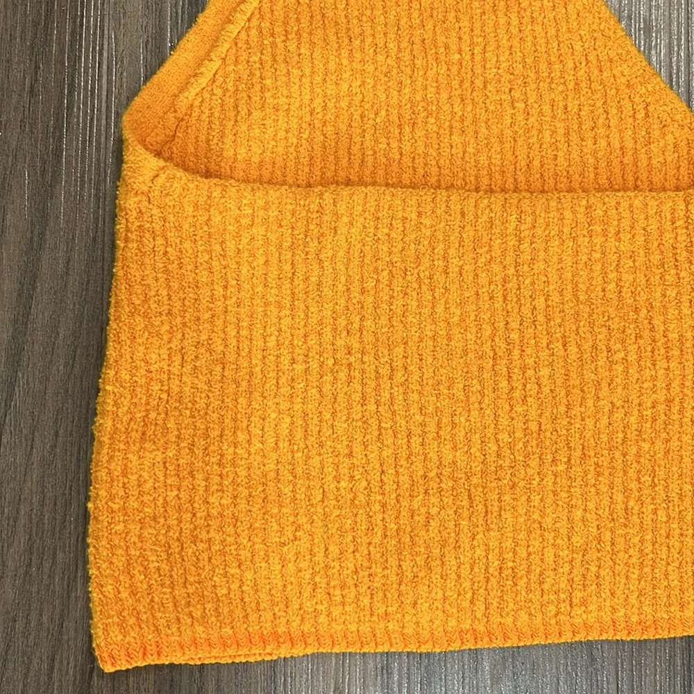 rag & bone Soleil‎ Rib Bra Top Orange Knit Ribbed V-Neck Racerback size large - Picture 9 of 13